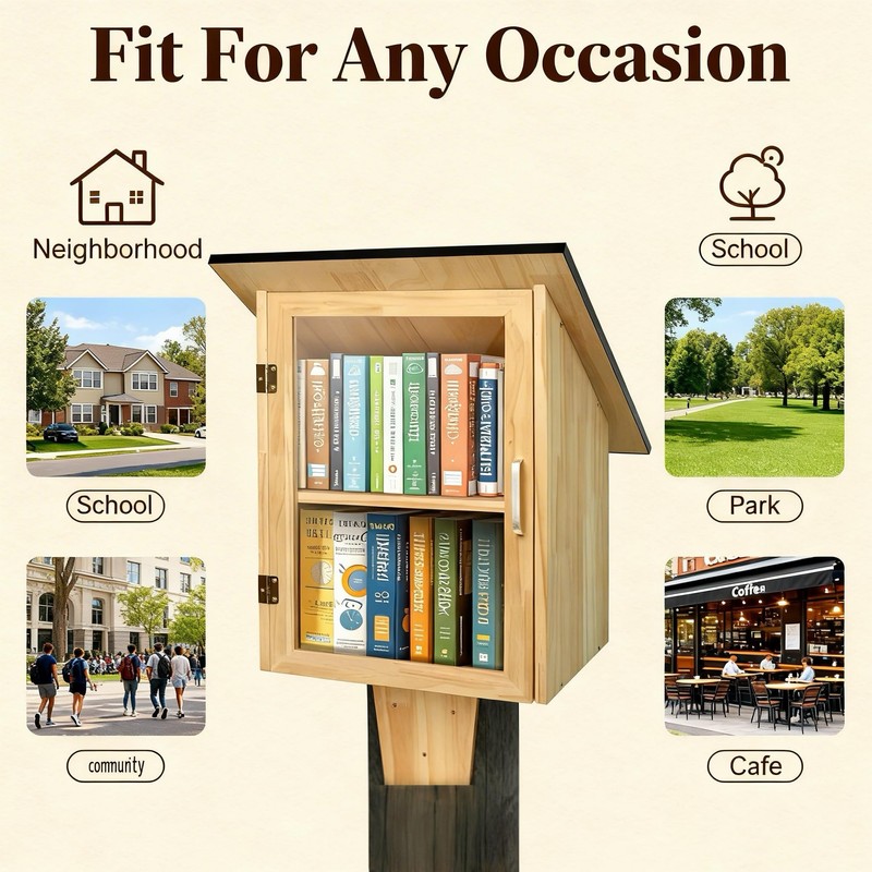 HAFTKD Outdoor Library Book Box, Double Little Library for Sharing