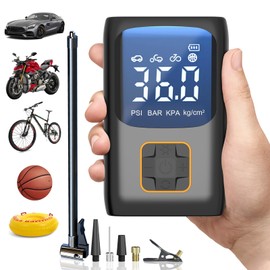 Newfun Car Tyre Inflator Air Compressor Cordless - 6000mAh Wireless Portable Air Pump for Cars, Bikes, Motorbikes, and Footballs - High Power 60W with Large LED Display, 150 PSI, Rapid Inflation