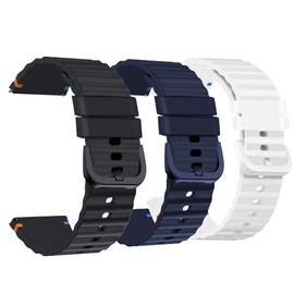 Lamshaw Compatible for Shock Clock 3 Bands, New Silicone Woven Line Adjustable Replacement Strap Compatible for Pavlok Shock Clock 3 (3 Pack-Black+White+Blue)