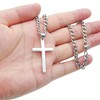 Ovfovy 925 Sterling Silver Cross Necklace for Men Women, 5mm