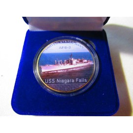US NAVY - USS Niagara Falls (AFS-3) Challenge Coin w/ Presentation Box