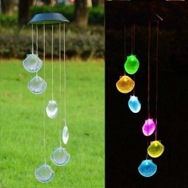 Unbranded Solar Color Changing LED Shell Wind Chimes Home Garden Yard Decor Night Lights