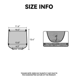 Kante Round Concrete Planter, 13 Inch Dia Barrel-Style Garden Pot with Drainage, Weathered Concrete Finish with Warm Brown Interior, Ideal for Home, Patio and Garden (10.2" Opening)