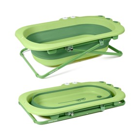 Beberoad Love Collapsible Baby Bathtub for Newborn to Toddler – Portable & Adjustable Infant Tub with Non-Slip Design, Space-Saving Bathtub for Travel & Home Use (Green)
