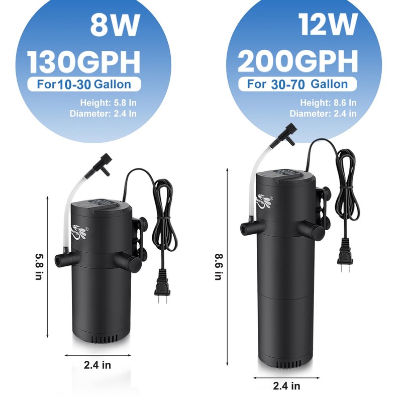 BlueYu - Aquarium Filter for 10-30 Gallon Tank, Submersible Fish