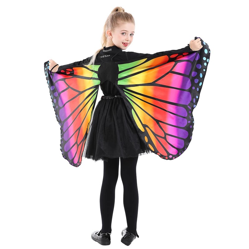 Seasons Kids Butterfly Cape Wings, One Size,Rainbow, W10351