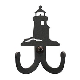 WH-D-10 Lighthouse Double Hook Sturdy Metal Black Small Wall Hook