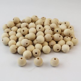 Aqueens 100pcs 18mm Wood Beads Unfinished Round Wooden Loose Beads Natural Wood Spacer Beads for Craft Making