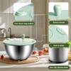 Stainless Steel Salad Spinner 3-in-1, One-Touch Stop and Non-Slip Base,