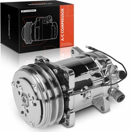 A-Premium Fit for Sanden 508 2PK Style, Universal A/C Compressor with Clutch, 2 Groove V-Belt, Chrome Plated Aluminum Housing