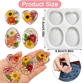 Szcelling 2Pcs Thumb Worry Stone Resin Silicone Mold 1.57"-2.36" 8 Cavity Pocket Stones Epoxy Casting Mold for Stress Relax Men Women Meditation Yoga DIY Crystal Chakra Oval Heart Mirror Stone Maker