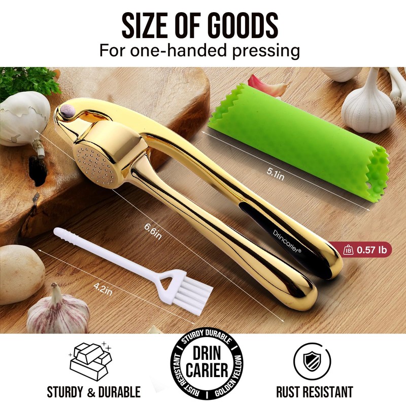 Drincarier Premium Garlic Press, Professional Garlic Mincer, Easy to Squeeze