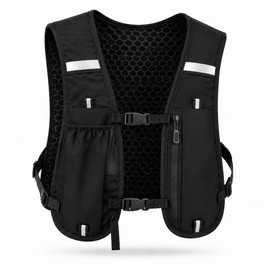 Running Vest for Women & Men, Hydration Vest with Water Bottle Holder & Zipper Phone Pocket, Lightweight Breathable Reflective Running Vest for Marathon.（Black）