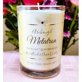 Archangel Metatron 3x4" Jar Candle NonGMO Soy w/Gemstone