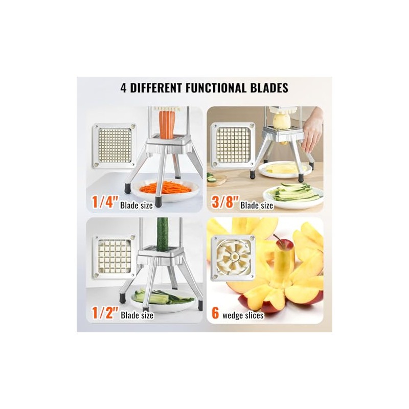 VEVOR - Picador comercial de verduras con 4 cuchillas de