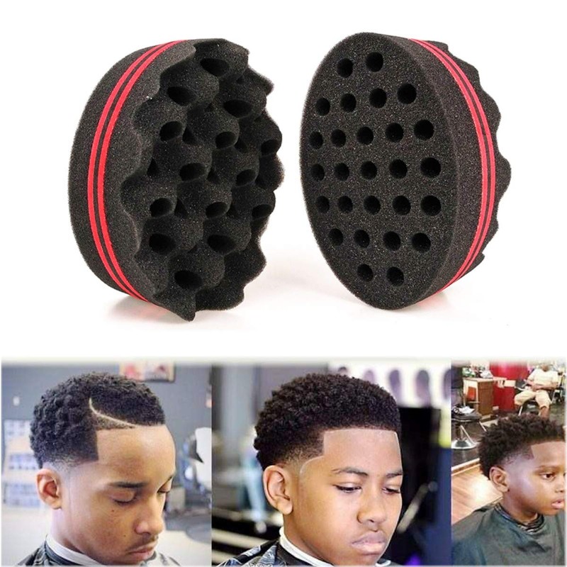 JZK 2 x Double Sided Hair Brush Sponge Afro Hair