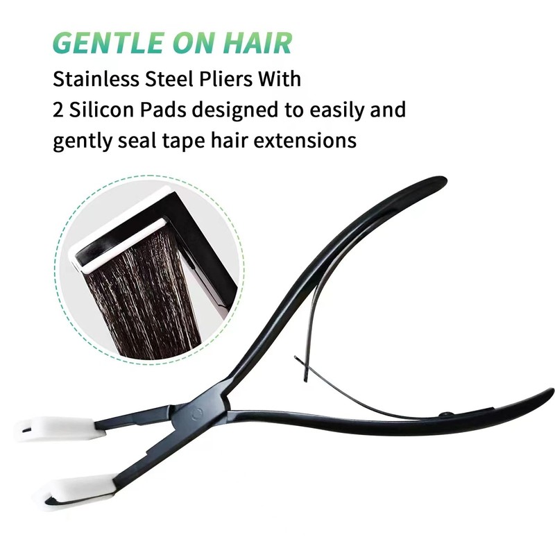 Tape in Hair Extensions Plier Black Stainless Steel Flat Surface