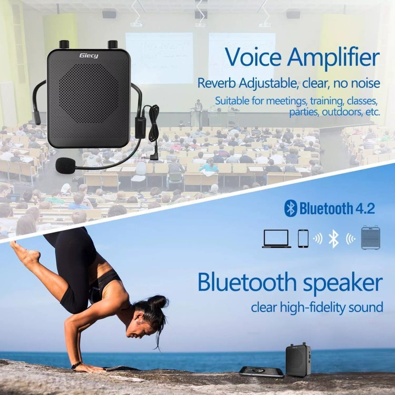Giecy Portable Voice Amplifier, 30W 2800mAh Bluetooth Rechargeable Personal Voice