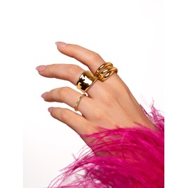 SINGULARU - My Ocean Ring - 18 Carat Gold-Plated or Rhodium Plated Brass Ring - Women's Jewellery - Made in Europe - Size 50-58 - Various Sizes and Designs, Precious Metal Gold Precious metal, No