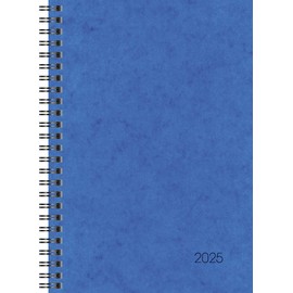 BRUNNEN Book Calendar Model 796 (2025), 2 Pages = 1 Week, A5, 128 Pages, Cardboard Cover, Blue