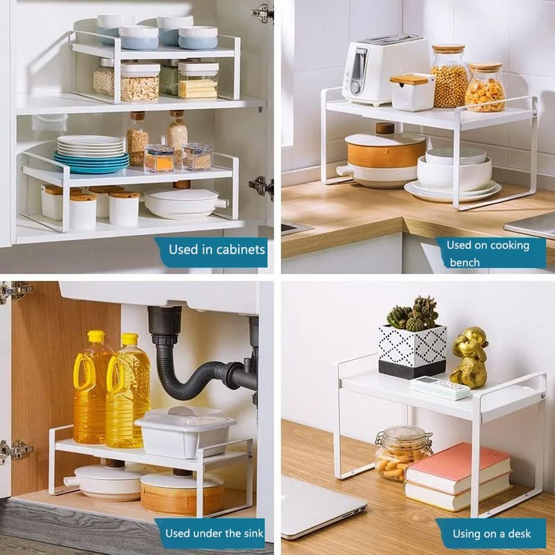 BAUEJO Shelf Insert, Kitchen Cupboard Organiser with Non-Slip Mat, Kitchen