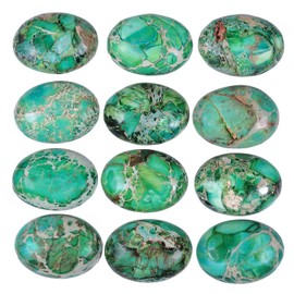 Nupuyai 2 Pieces Cabochon Gemstones for Jewellery Making Flat Back Oval Stone for Charms DIY 18x25mm