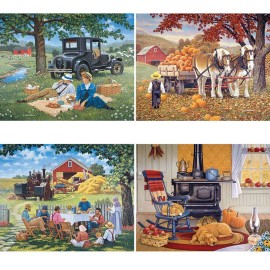 Bits and Pieces - 4-In-1 Multi-Pack 300 Piece Jigsaw Puzzles for Adults - Each M