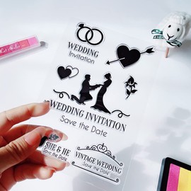 Diamond Ring Wedding Invitation Valentine's Day Clear Stamps Transparent Silicone Stamp Album Cards Rubber Stamp for Card Making Decoration and DIY Scrapbooking