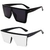 FOURCHEN Square Oversized Sunglasses for Women Men Fashion Flat Top