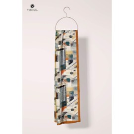 Vissona 100% Silk Headscarf for Women - 12"x 27"/30 * 170cm Hair Scarf Silk Headscarf Bandanas Rectangular Silk, Patterned, Orange 60382, Orange, Grey, Yellow, Medium