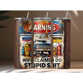 Handmade Wife Claims I Do Stupid Sh&t Sarcastic Men Funny 20oz Tumbler Insulated Travel