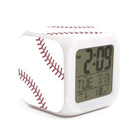 XUWU Baseball Ball Alarm Clock for Kids Boy Girl 7 LED Color Changing Wake Up Clock Home Decor Bedroom Digital with Temperature Display