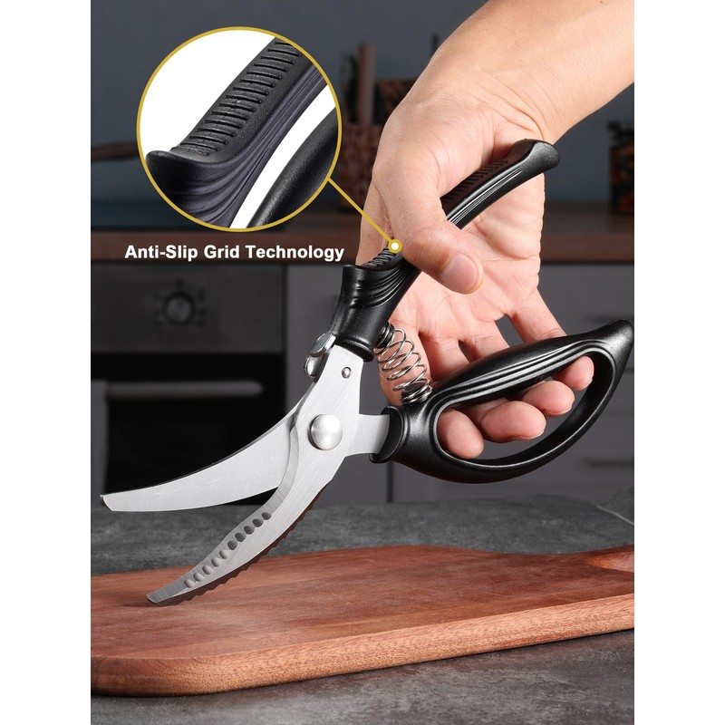 Poultry Shears, Kitchen Shears with Spring Loaded, Heavy Duty Poultry