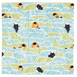 Musumi 20014-104 Furoshiki Furoshiki, Approx. 17.7 inches (45 cm), Kata Cat Remover, Green, Made in Japan