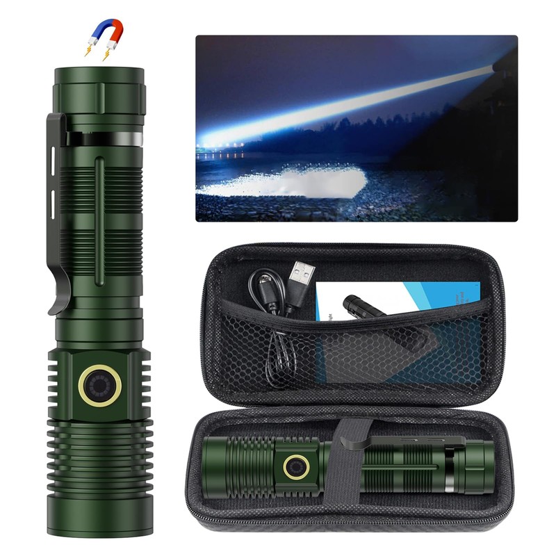 Spriak Rechargeable Flashlight High Lumens, High Lumens Super Bright Magnetic