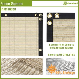 FLORALEAF 4'×40' Privacy Screen Fence Windscreen Mesh Shade Net Cover Heavy Duty Fencing 90% Blockage for Outdoor Wall Garden Yard Backyard - Custom Size Available