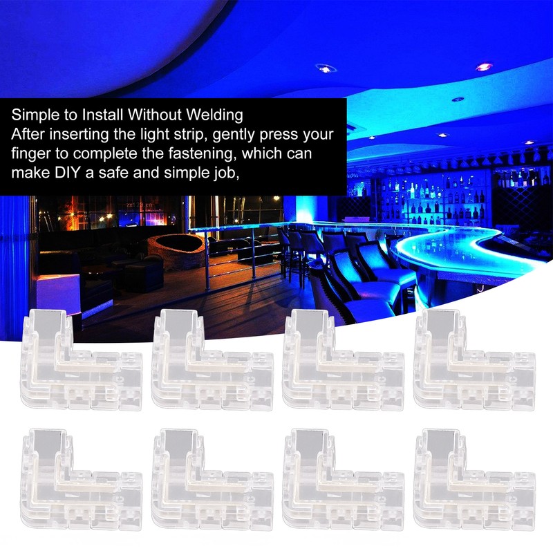 8Pcs 2 Pin 5mm COB LED Strip Light Connectors L