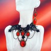 Hopodix 5PCS Ruby stone black lace Goth accessories with Gothic