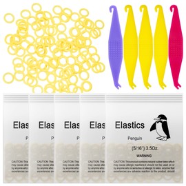 500 Pcs Orthodontic Elastic Rubber Bands, 3.5 Ounces Heavy Dental Rubber Traction Bands, Free Elastic Placer for Braces (5/16",Penguin)