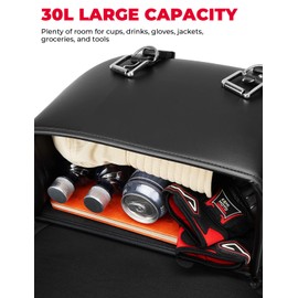 KEMIMOTO Motorcycle Saddlebags, 30L Large Capacity Saddle Bags Motorcycles, PU Leather Motorcycle Luggage Bag for Sportster Softail Dyna V-star Shadow, Universal Motorcycle Accessories, Black