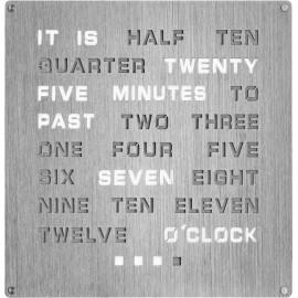 Tech Tools Light Up Aluminum Word Clock - Large 12" x 12" - Displays Time as Text - Powe...