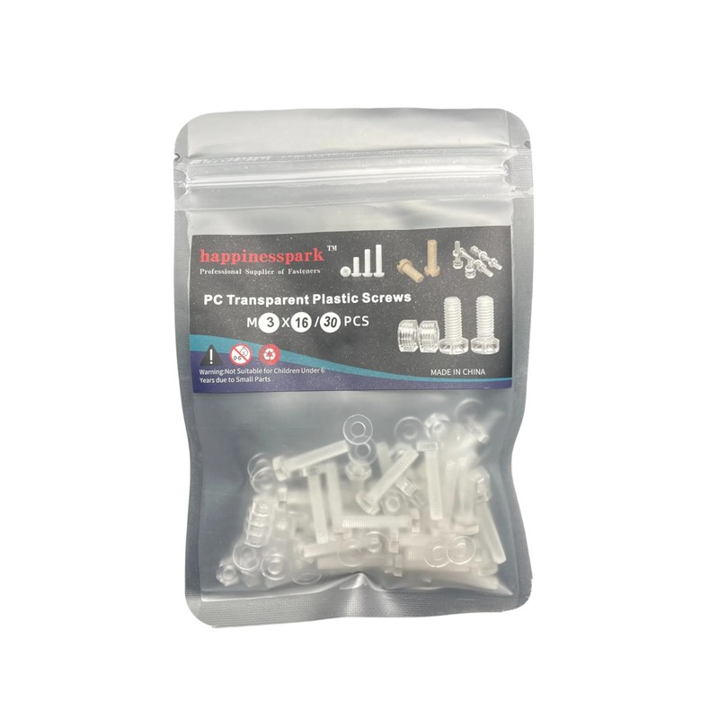 PC(Polycarbonate) Plastic Transparent Metric Hex Head Screws with Nuts and