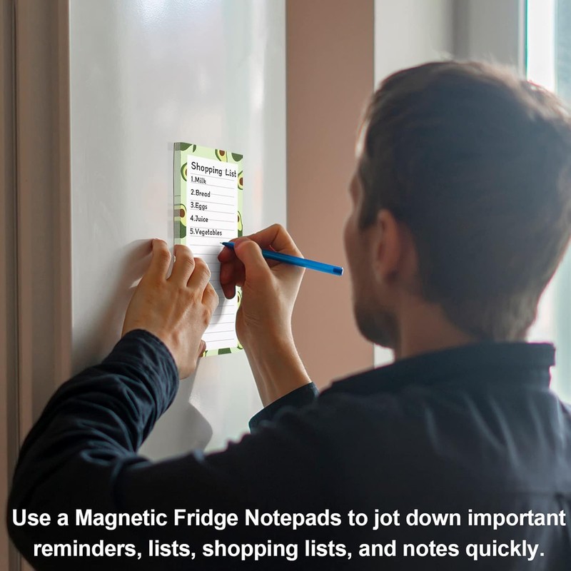 4 Pack Magnetic Notepads for Refrigerator, Grocery List Magnet Pad