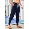Mens Linen Harem Pants Lightweight Drawstring Elastic Waist Baggy Joggers