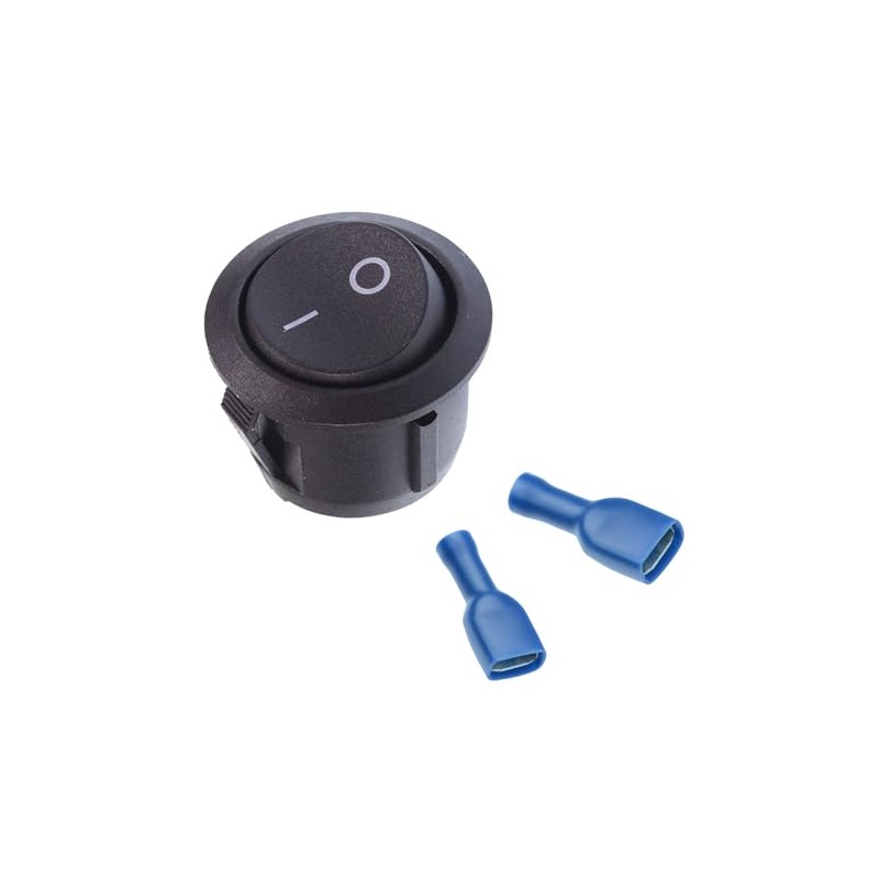 On/Off Round Rocker Switch + Female 6.3mm Spade Connectors SPST