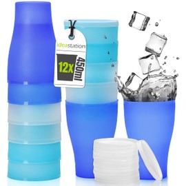Idea-station NEO Plastic Cups Pack of 12, 450ml Colourful Reusable Shatterproof Plastic Cups Party Cups Drinking Cups Party Tableware Camping Tableware Drinking Glasses Kids