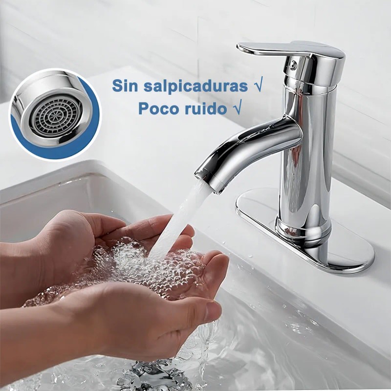 Grifería Banna GRB01 Monomando Cromado Acero Inoxidable para Baño