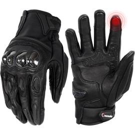 evermotor Winter Motorcycle Gloves, Goat Leather, Touchscreen Gloves, Waterproof, Certified, for Moped, MTB, Cycling, Road Racing, Motorcycling, Skiing, XL