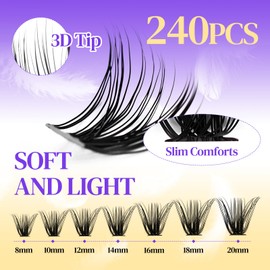 ACTROL Individual Eyelash Lashes Clusters ACT-C 0.05 8-16mm Mix D Curl - Natural & Bold Volume Lashes, Reusable DIY Lash Extensions for Customized Looks - Hypoallergenic & Cruelty-Free