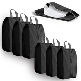 Pack of 6 Travel Shoe Bags, Waterproof, Dustproof Shoe Bag, Travel Shoe Storage Bag with Zip, Shoe Bag Travel for Shoes for Shoes, Trainers, Heels, Crocs (Black), black, Stylish